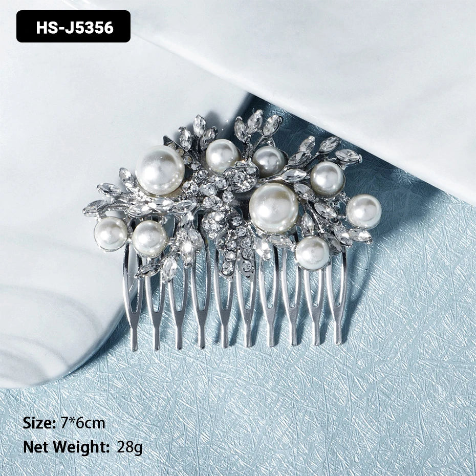 Efily Classic Silver Color Wedding Hair Combs Hairpins Crystal Rhinestone Bride Hair Accessories Women Tiara Bridal Hair Jewelry