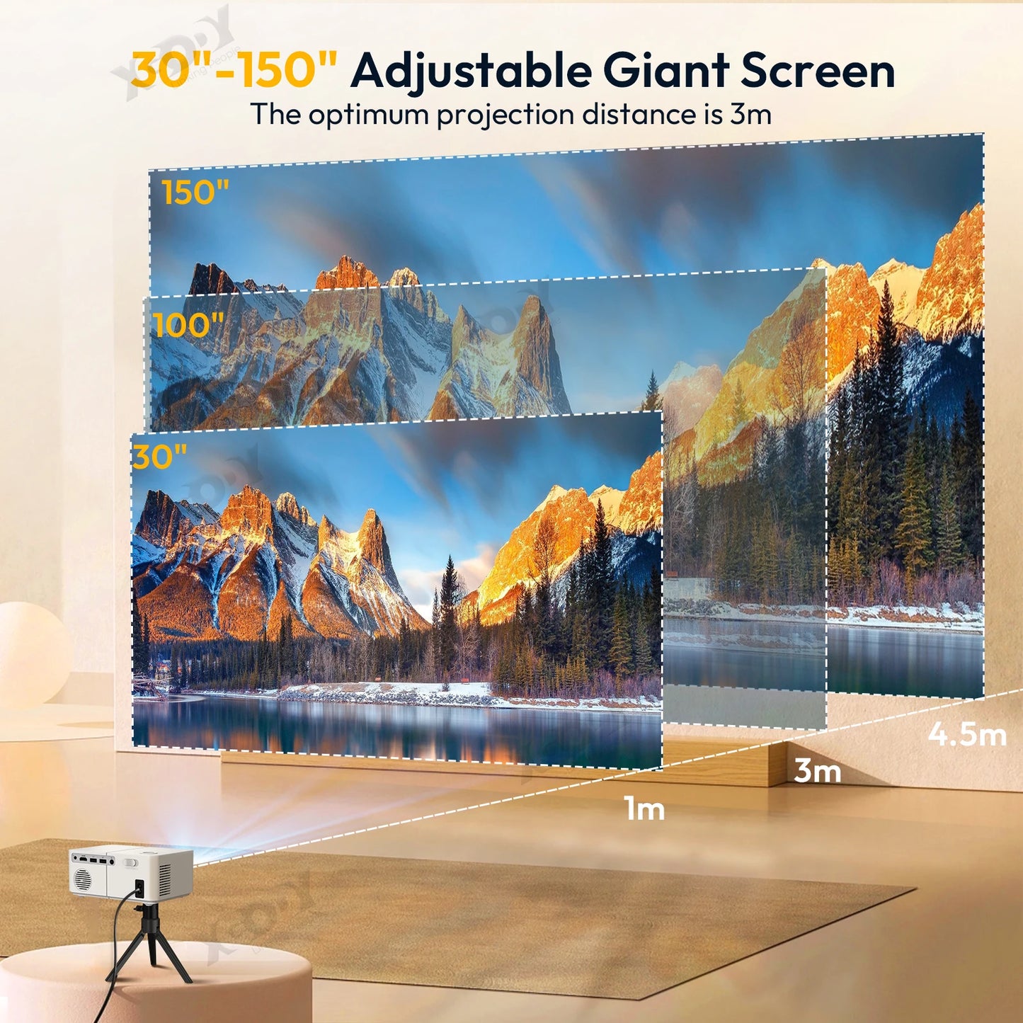 XGODY X2 Projector Full HD 4K 2.4G 5G WiFi LCD LED Video Movie Beam Android Projector Home Theater Cinema Beamer With tripod