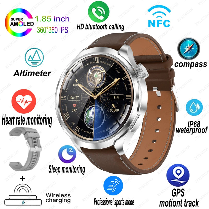 2024 New For HUAWEI Sports Smart Watch Men 1.85 AMOLED HD Screen GPS NFC Compass Altimeter Waterproof Bluetooth Call Smart Watch