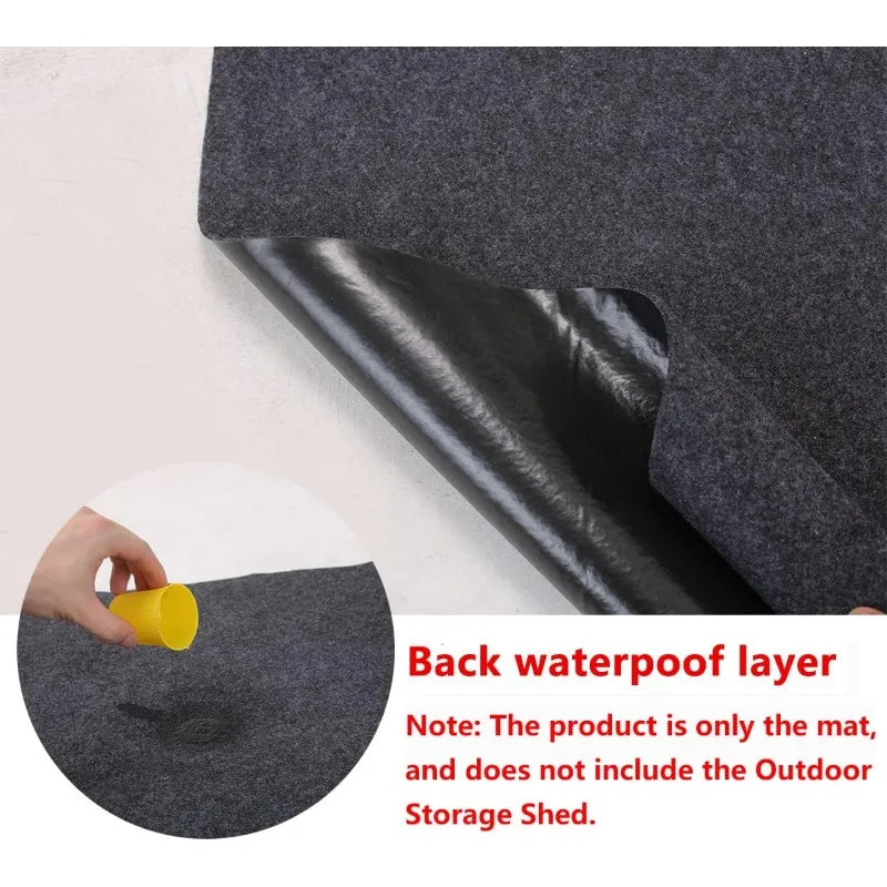 Outdoor Storage Shed Mat, Waterproof and Dustproof Outdoor Carport Mat—Backing Prevents Liquid Penetration, Soft Material