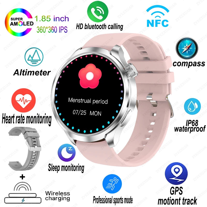 2024 New For HUAWEI Sports Smart Watch Men 1.85 AMOLED HD Screen GPS NFC Compass Altimeter Waterproof Bluetooth Call Smart Watch