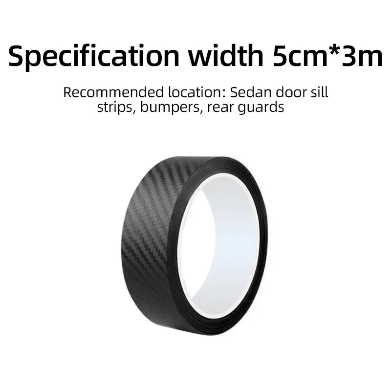 3 Meters Carbon Fiber Pattern Tape Car Door Bumper Edge Guards Protection Single-sided Kitchen Strip Self-adhesive 3/5/7/10cm