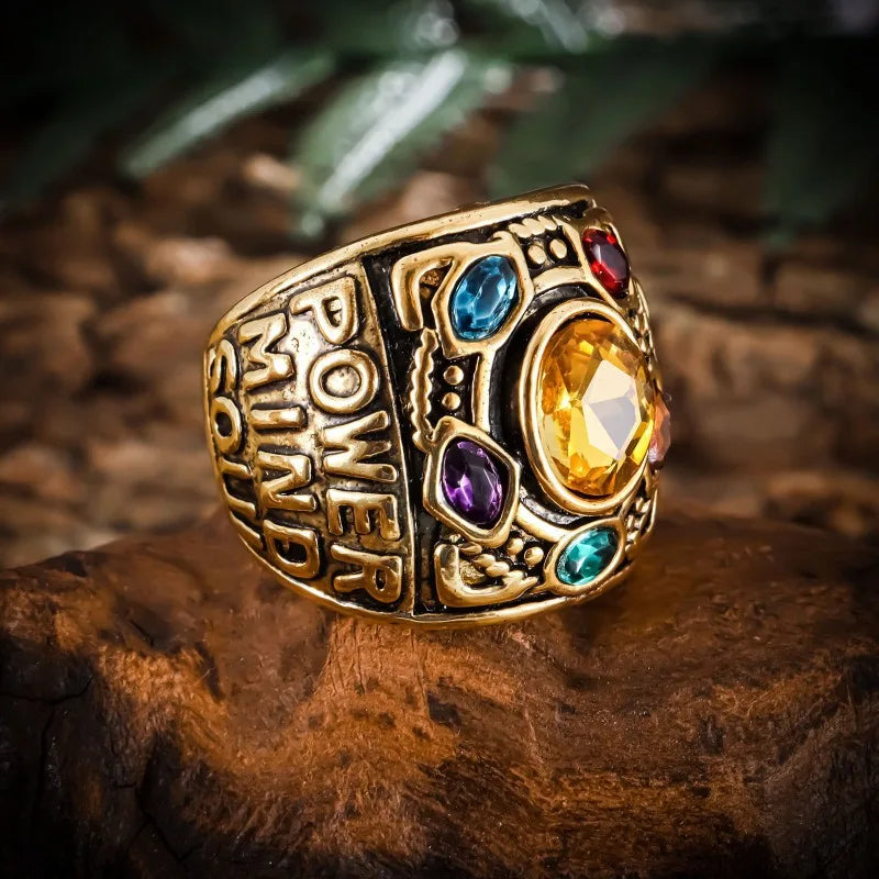 New Creative Unlimited Thanos Men's Ring 6 Gemstones Atmospheric Retro Accessories