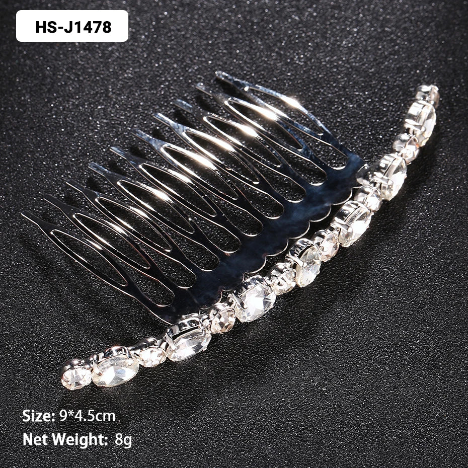 Efily Classic Silver Color Wedding Hair Combs Hairpins Crystal Rhinestone Bride Hair Accessories Women Tiara Bridal Hair Jewelry