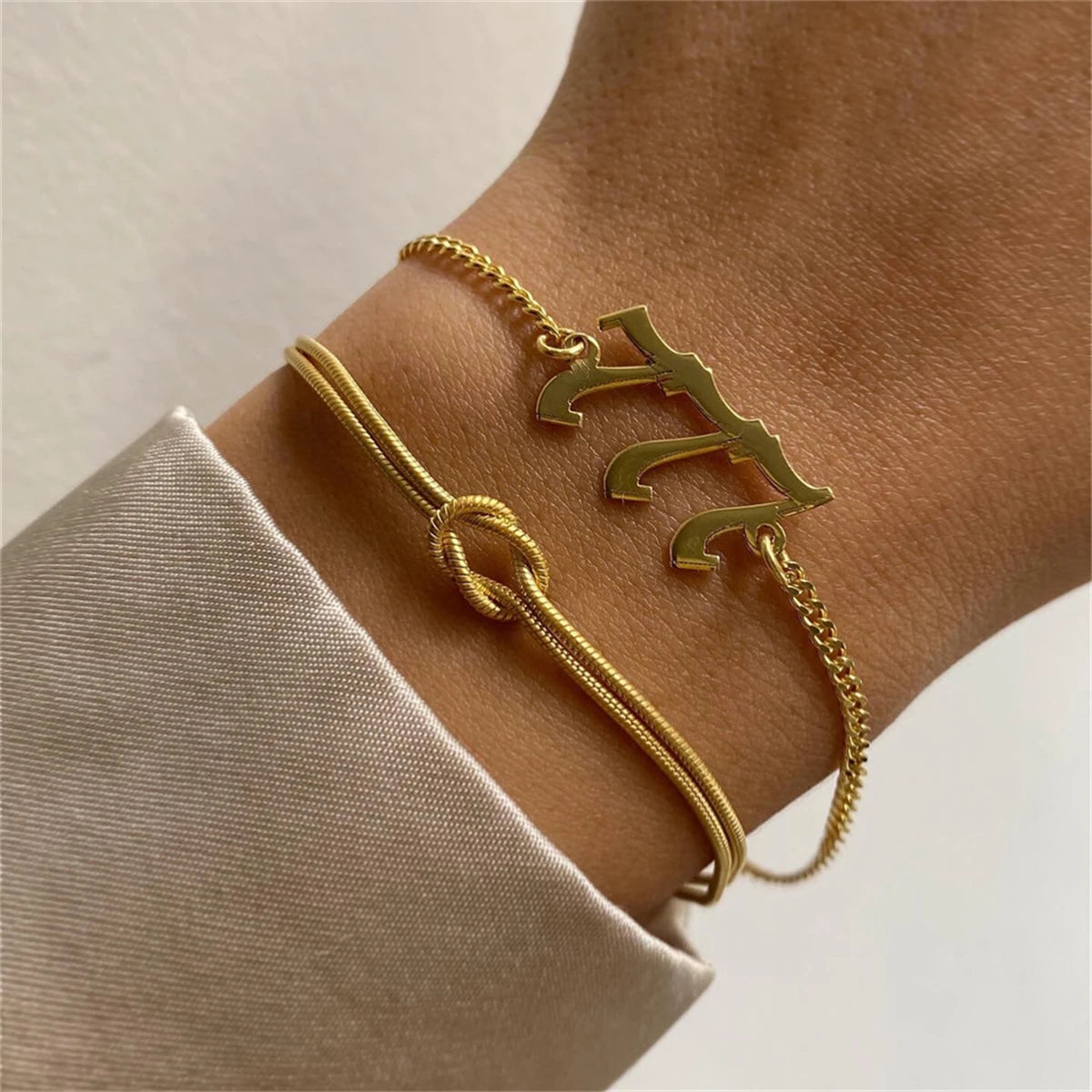 Stainless Steel Valentine's Day Knot Snake Chain Handmade Knot Bracelet Plated with True Gold Color Preserving Jewelry