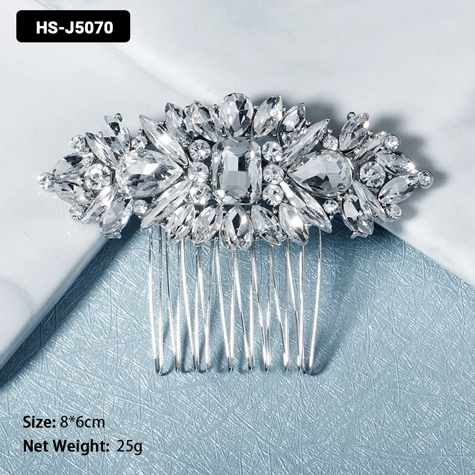 Efily Classic Silver Color Wedding Hair Combs Hairpins Crystal Rhinestone Bride Hair Accessories Women Tiara Bridal Hair Jewelry