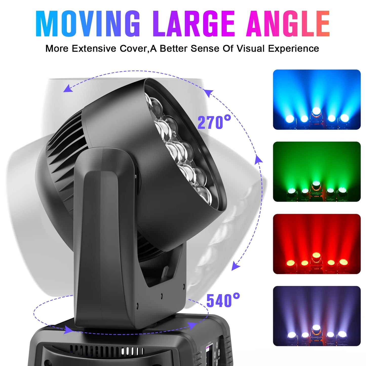 Yiflamefly Moving Head Lights With19PCS 15W 4-in-1 LED DMX512 Stage Light For DJ Karaoke Dance Hall KTV Disco Bar Stage Lighting