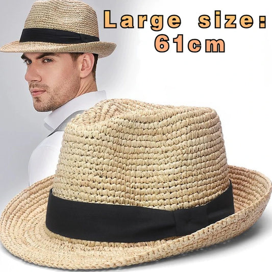 XL Large Size 61cm Panama Straw Hat for Woman and Man Foldable Straw Woven Sun Hat UPF 50+ Uv Sun Protection Shading Summer  Hat