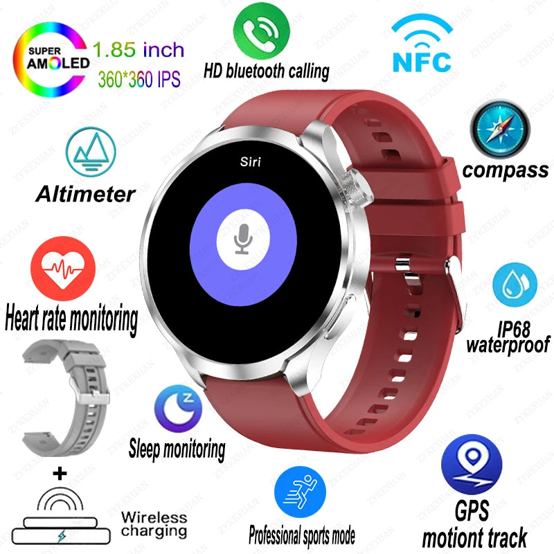 2024 New For HUAWEI Sports Smart Watch Men 1.85 AMOLED HD Screen GPS NFC Compass Altimeter Waterproof Bluetooth Call Smart Watch