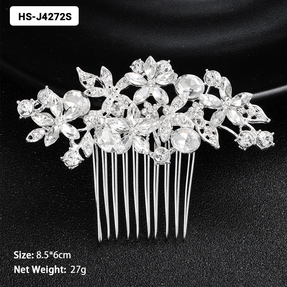 Efily Classic Silver Color Wedding Hair Combs Hairpins Crystal Rhinestone Bride Hair Accessories Women Tiara Bridal Hair Jewelry