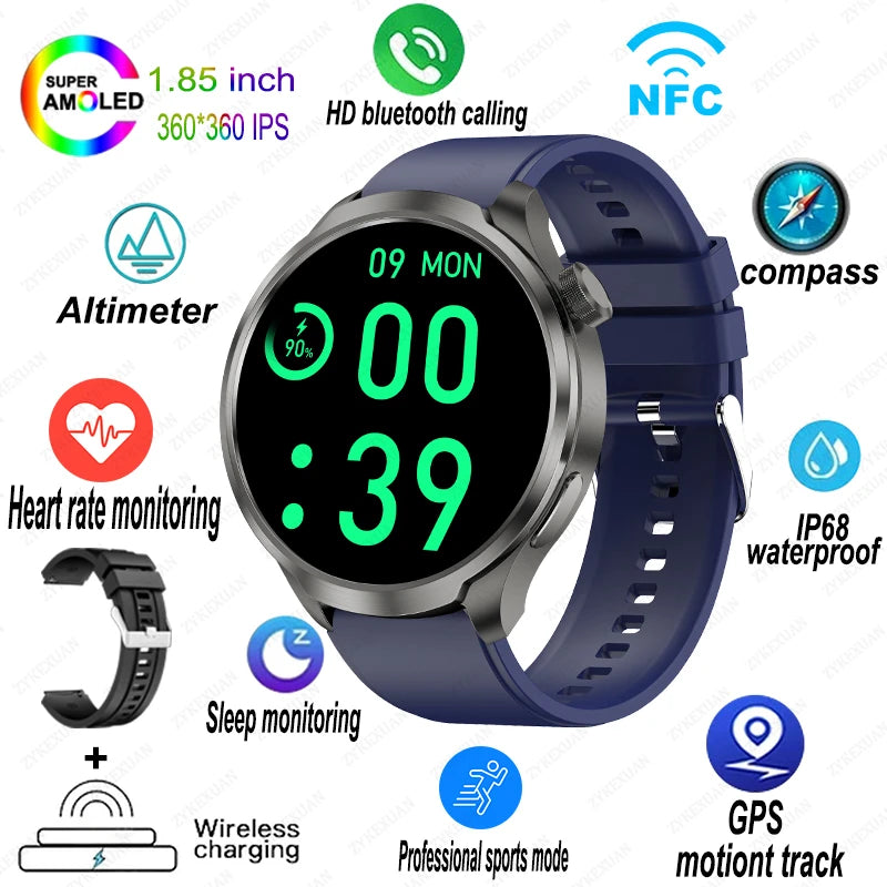 2024 New For HUAWEI Sports Smart Watch Men 1.85 AMOLED HD Screen GPS NFC Compass Altimeter Waterproof Bluetooth Call Smart Watch