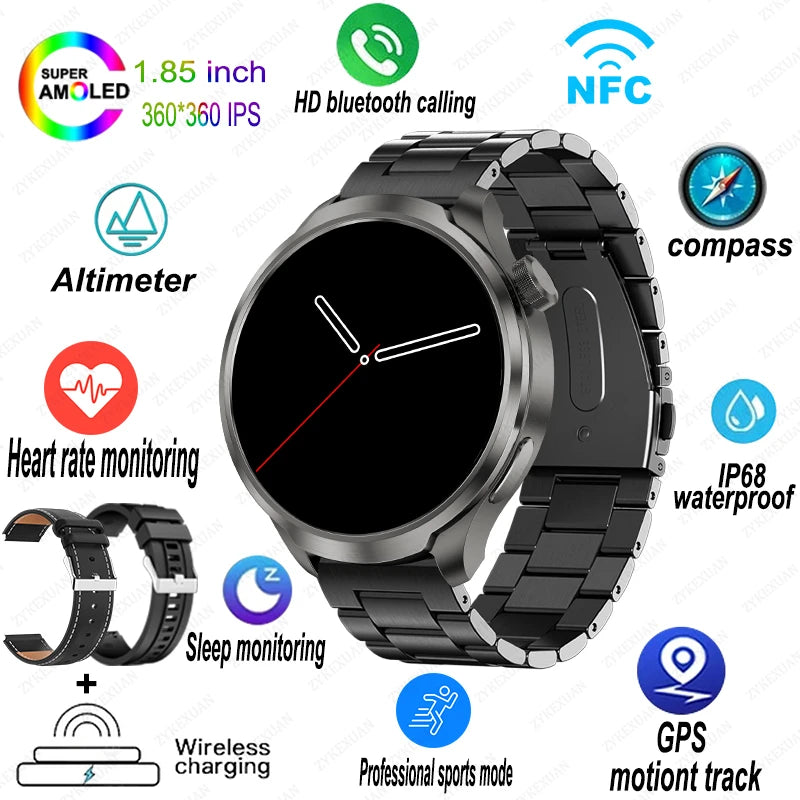 2024 New For HUAWEI Sports Smart Watch Men 1.85 AMOLED HD Screen GPS NFC Compass Altimeter Waterproof Bluetooth Call Smart Watch