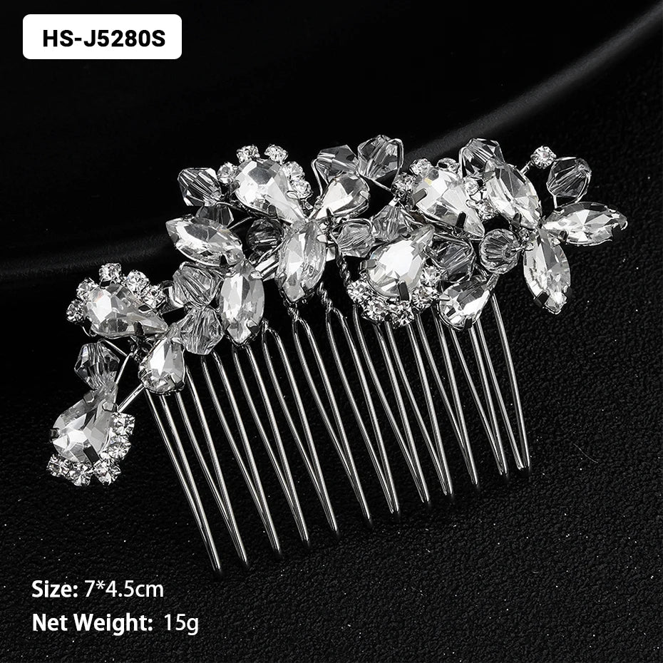 Efily Classic Silver Color Wedding Hair Combs Hairpins Crystal Rhinestone Bride Hair Accessories Women Tiara Bridal Hair Jewelry