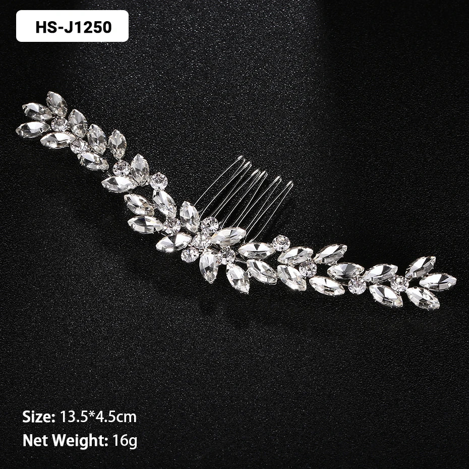 Efily Classic Silver Color Wedding Hair Combs Hairpins Crystal Rhinestone Bride Hair Accessories Women Tiara Bridal Hair Jewelry