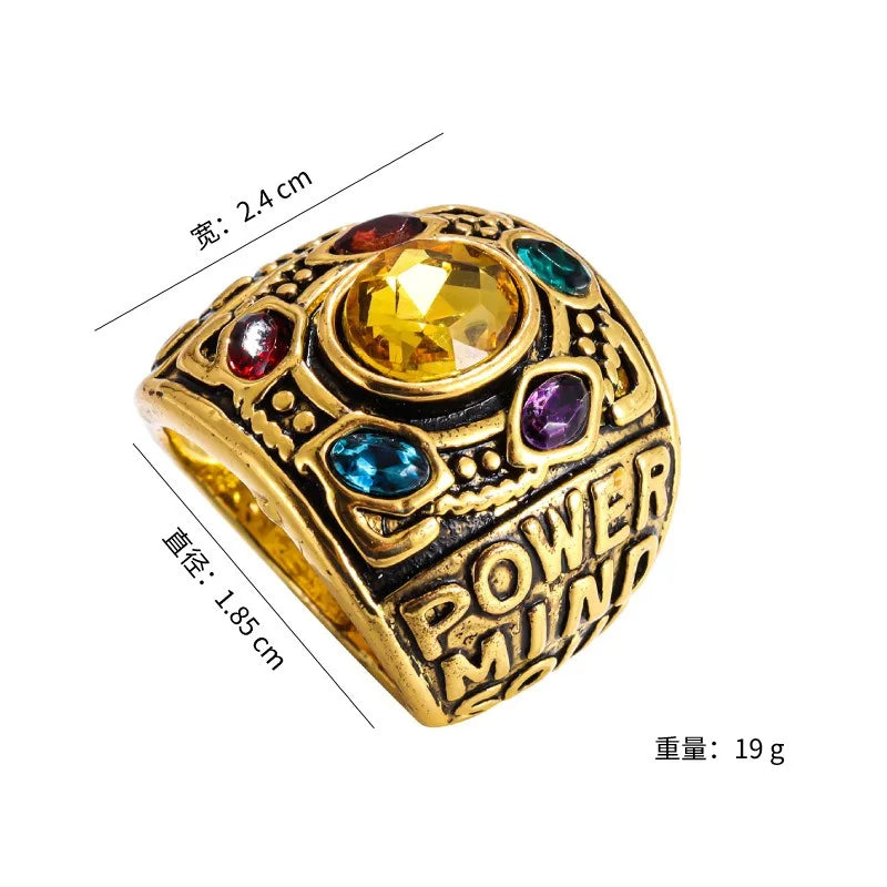 New Creative Unlimited Thanos Men's Ring 6 Gemstones Atmospheric Retro Accessories