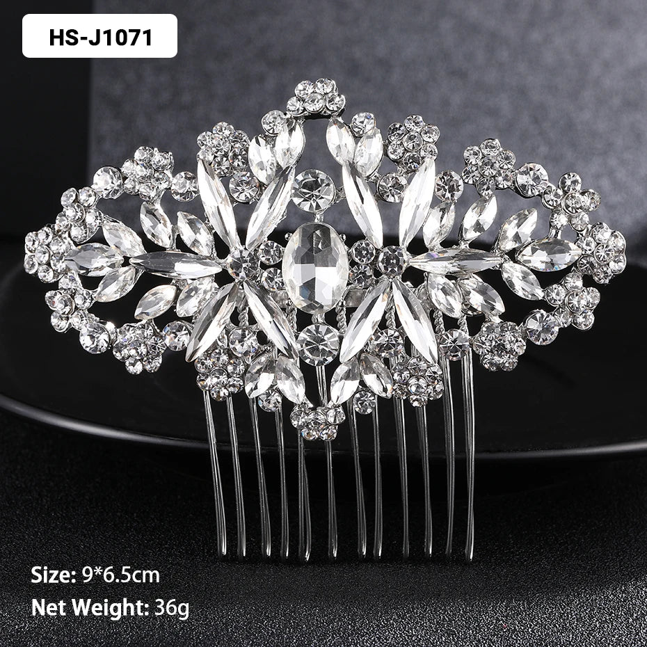 Efily Classic Silver Color Wedding Hair Combs Hairpins Crystal Rhinestone Bride Hair Accessories Women Tiara Bridal Hair Jewelry