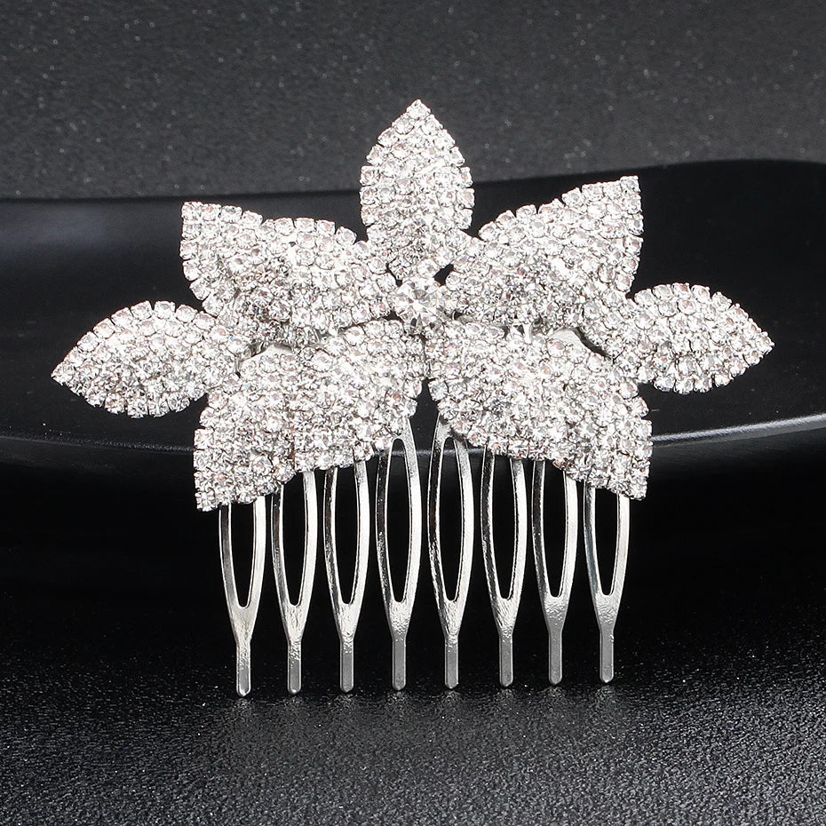 Efily Classic Silver Color Wedding Hair Combs Hairpins Crystal Rhinestone Bride Hair Accessories Women Tiara Bridal Hair Jewelry