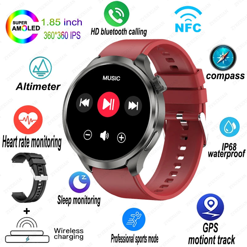 2024 New For HUAWEI Sports Smart Watch Men 1.85 AMOLED HD Screen GPS NFC Compass Altimeter Waterproof Bluetooth Call Smart Watch