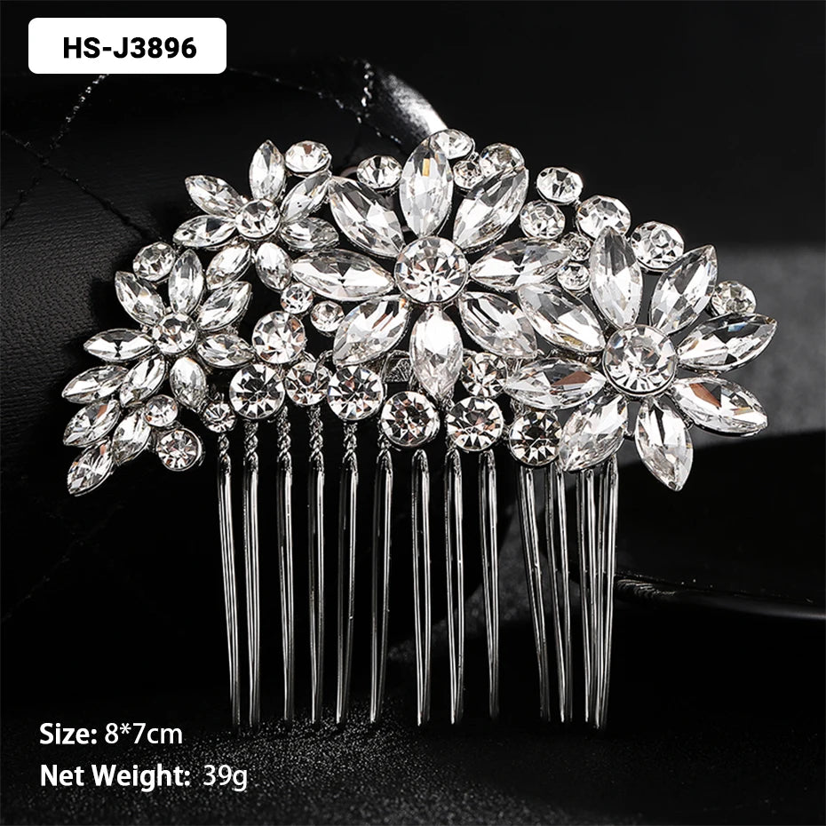 Efily Classic Silver Color Wedding Hair Combs Hairpins Crystal Rhinestone Bride Hair Accessories Women Tiara Bridal Hair Jewelry