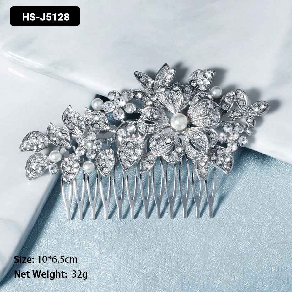 Efily Classic Silver Color Wedding Hair Combs Hairpins Crystal Rhinestone Bride Hair Accessories Women Tiara Bridal Hair Jewelry