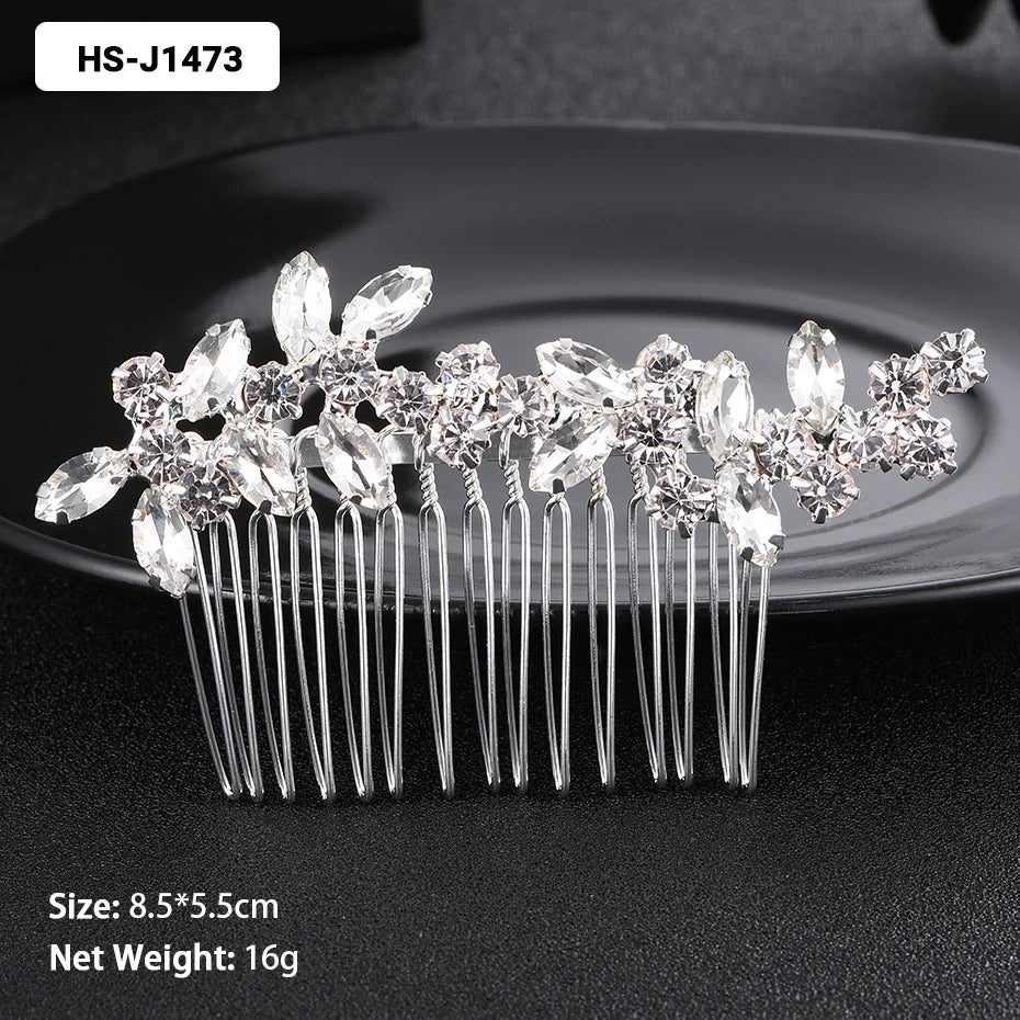 Efily Classic Silver Color Wedding Hair Combs Hairpins Crystal Rhinestone Bride Hair Accessories Women Tiara Bridal Hair Jewelry