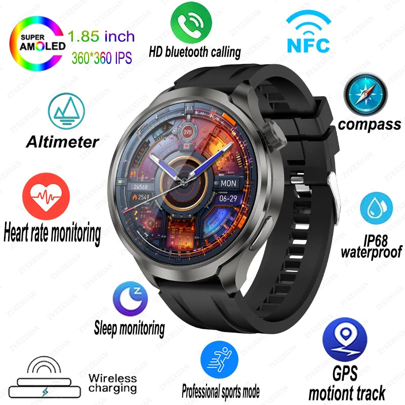 2024 New For HUAWEI Sports Smart Watch Men 1.85 AMOLED HD Screen GPS NFC Compass Altimeter Waterproof Bluetooth Call Smart Watch