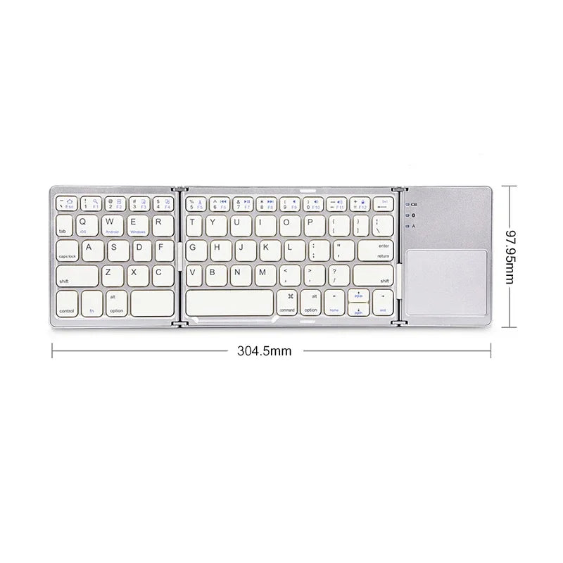 Wireless Folding Keyboard Bluetooth Keyboard With Touchpad For Windows, Android, IOS,Phone,Multi-Function Button Mini Keyboard