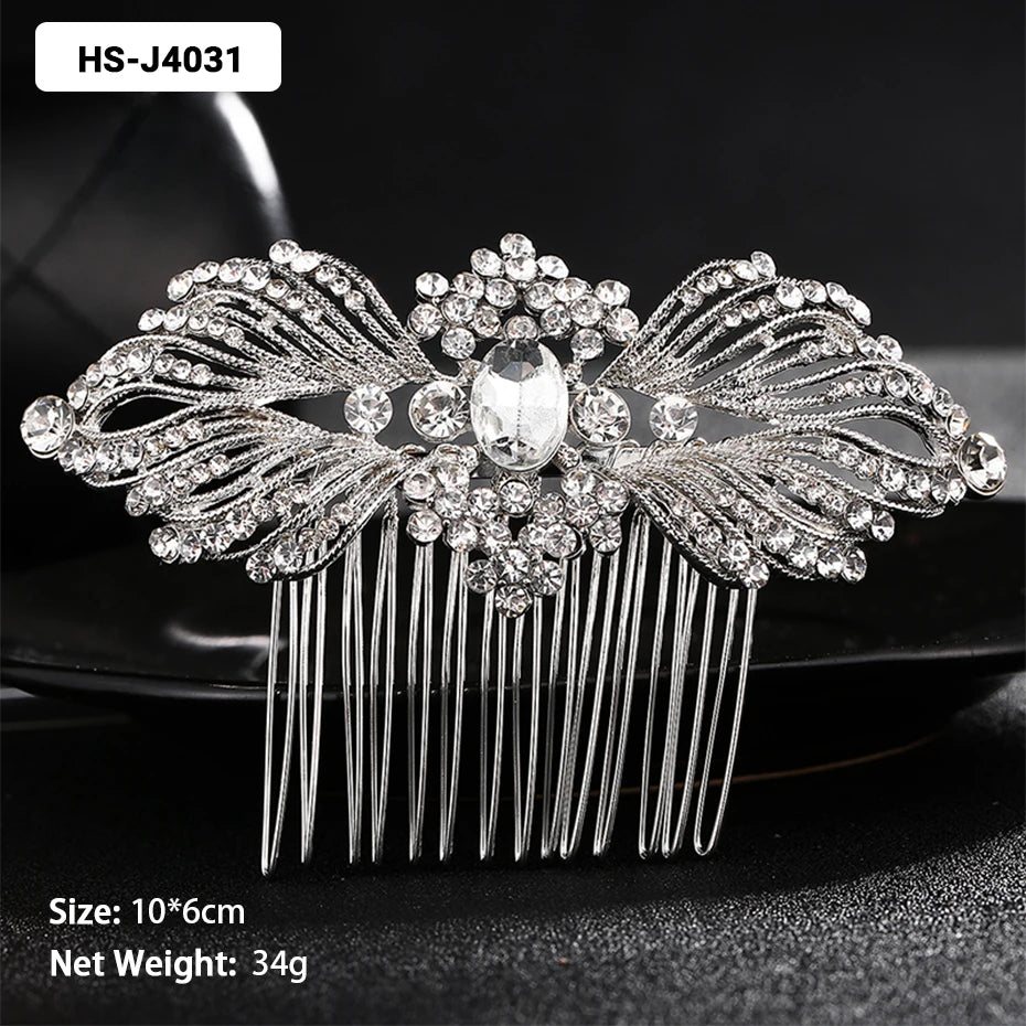 Efily Classic Silver Color Wedding Hair Combs Hairpins Crystal Rhinestone Bride Hair Accessories Women Tiara Bridal Hair Jewelry