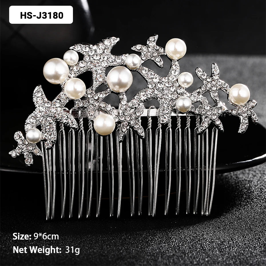 Efily Classic Silver Color Wedding Hair Combs Hairpins Crystal Rhinestone Bride Hair Accessories Women Tiara Bridal Hair Jewelry