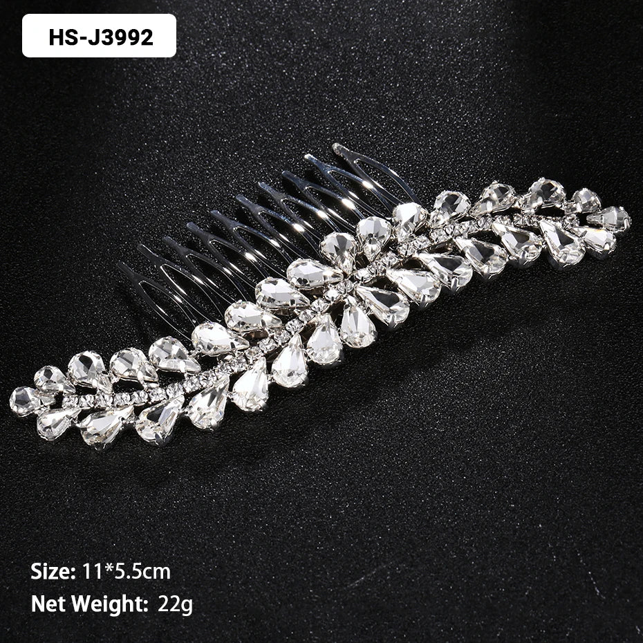 Efily Classic Silver Color Wedding Hair Combs Hairpins Crystal Rhinestone Bride Hair Accessories Women Tiara Bridal Hair Jewelry