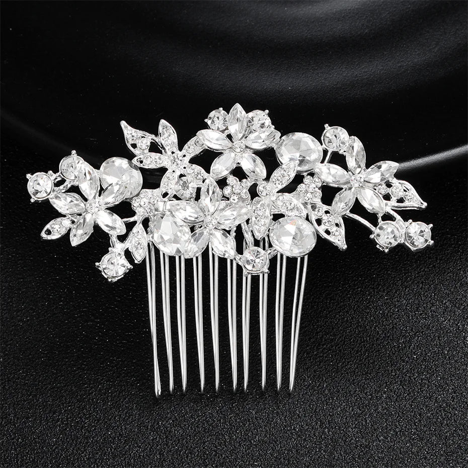 Efily Classic Silver Color Wedding Hair Combs Hairpins Crystal Rhinestone Bride Hair Accessories Women Tiara Bridal Hair Jewelry