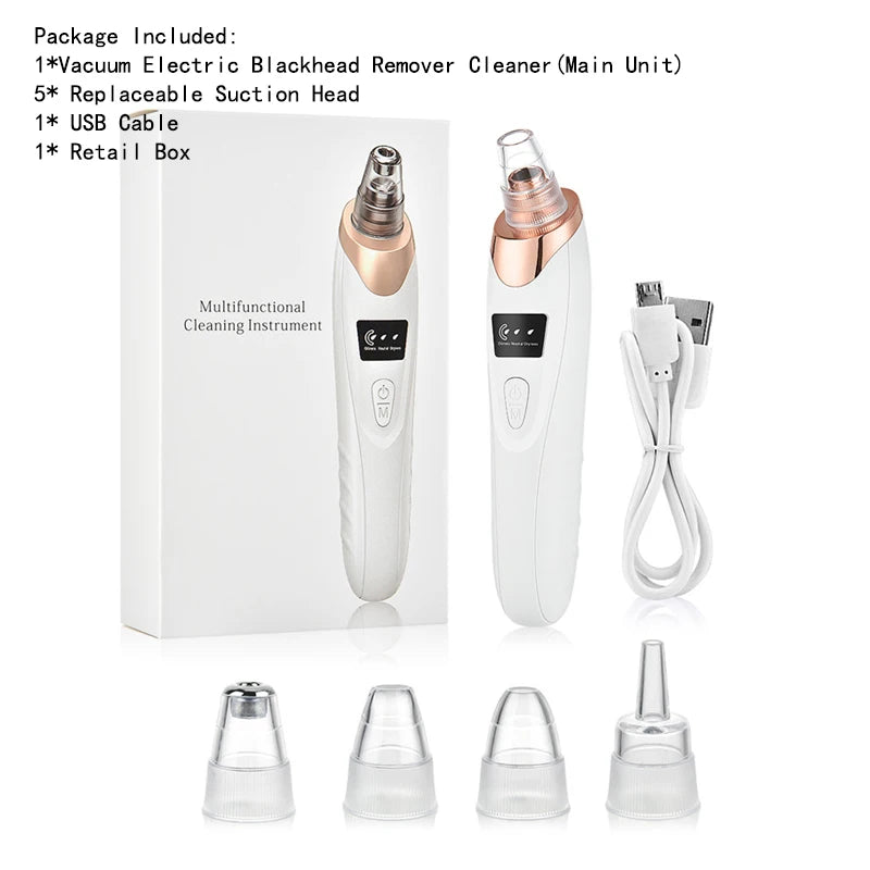 Blackhead Remover Vacuum Suction USB Rechargeable Facial Pore Cleaner Comedone Spot Acne Pimple Black Head Extractor Care Tools