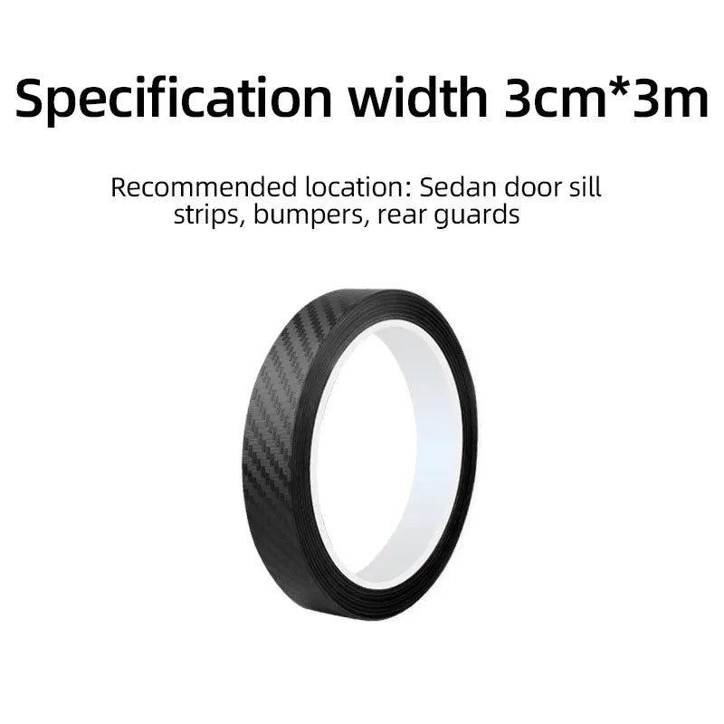 3 Meters Carbon Fiber Pattern Tape Car Door Bumper Edge Guards Protection Single-sided Kitchen Strip Self-adhesive 3/5/7/10cm