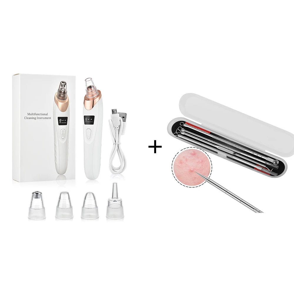 Blackhead Remover Vacuum Suction USB Rechargeable Facial Pore Cleaner Comedone Spot Acne Pimple Black Head Extractor Care Tools