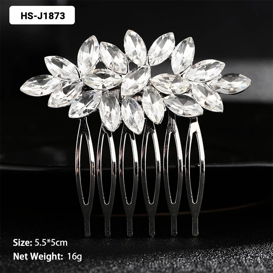 Efily Classic Silver Color Wedding Hair Combs Hairpins Crystal Rhinestone Bride Hair Accessories Women Tiara Bridal Hair Jewelry