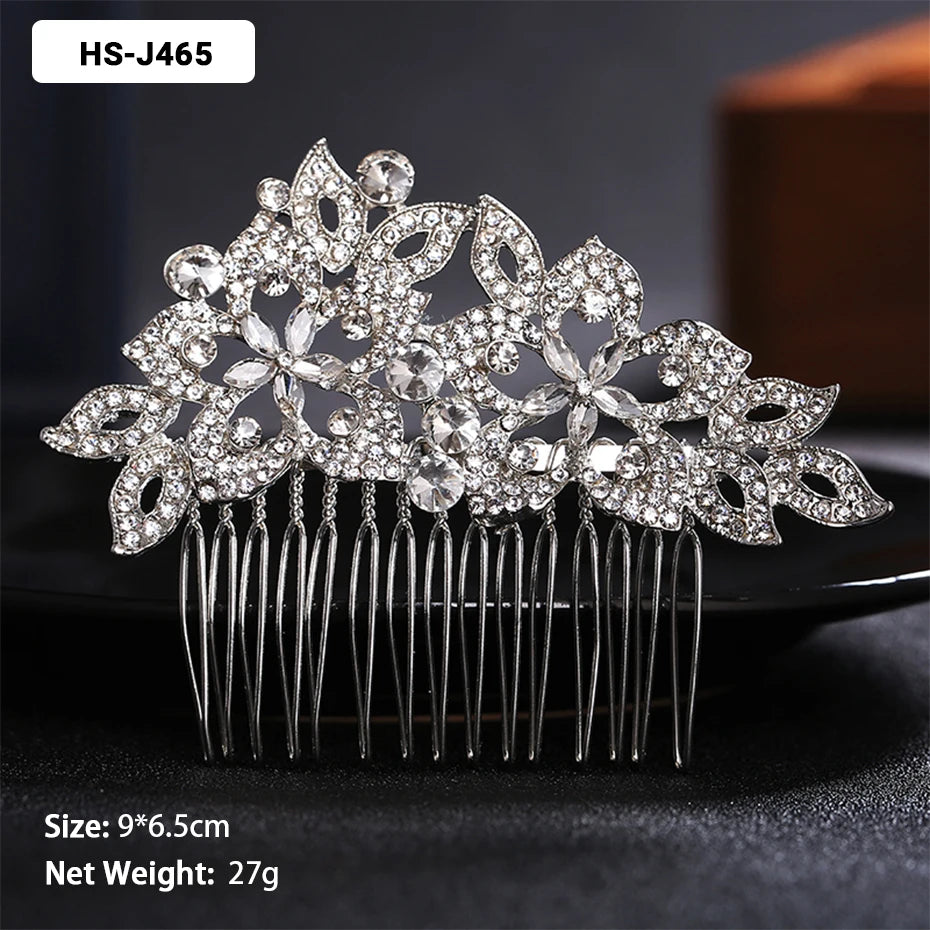 Efily Classic Silver Color Wedding Hair Combs Hairpins Crystal Rhinestone Bride Hair Accessories Women Tiara Bridal Hair Jewelry