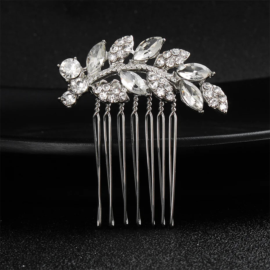 Efily Classic Silver Color Wedding Hair Combs Hairpins Crystal Rhinestone Bride Hair Accessories Women Tiara Bridal Hair Jewelry